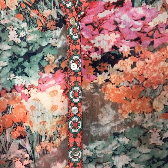Anthropologie Fig & Flower Colorful Floral Blouse - Picture 2 of 6